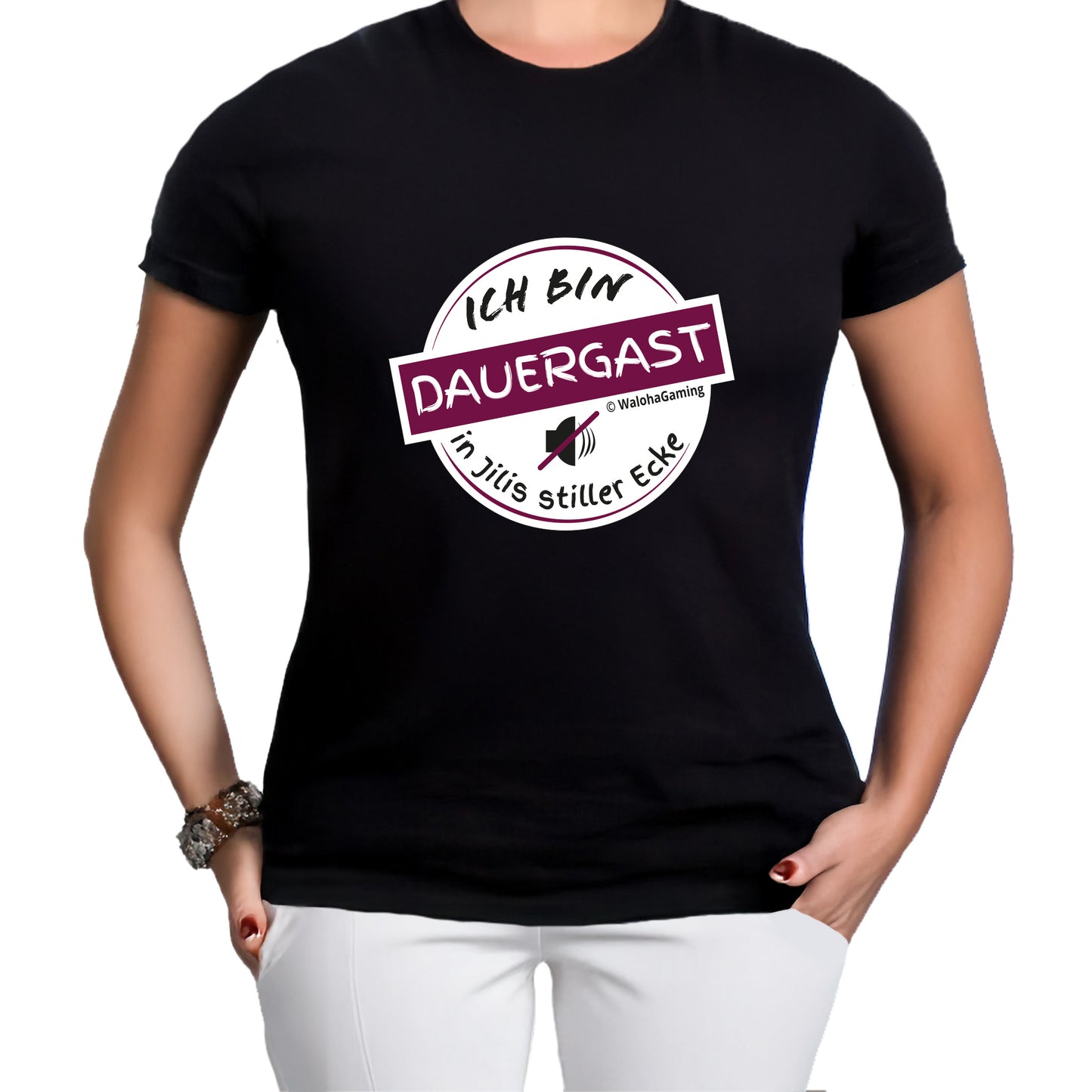 Unisex T-Shirt Schwarz – „Ich bin Dauergast in Jilis stiller Ecke“