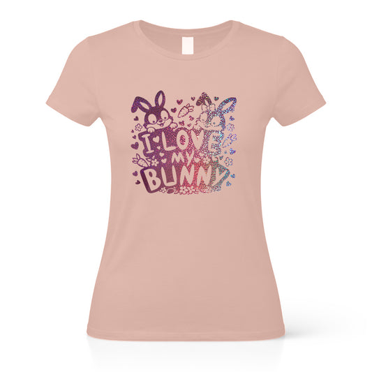 Damen T-Shirt "I Love my Bunny" süßes Hasen Motiv mit Glitzer
