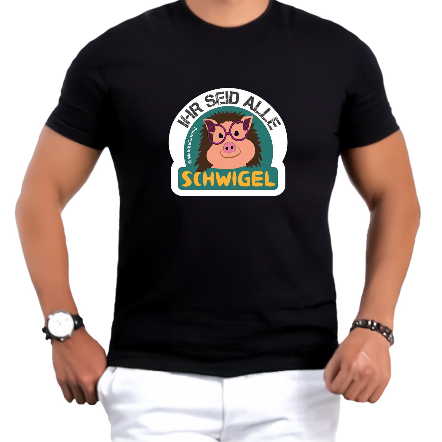 Unisex T-Shirt Schwarz – "Ihr seid alle Schwigel"