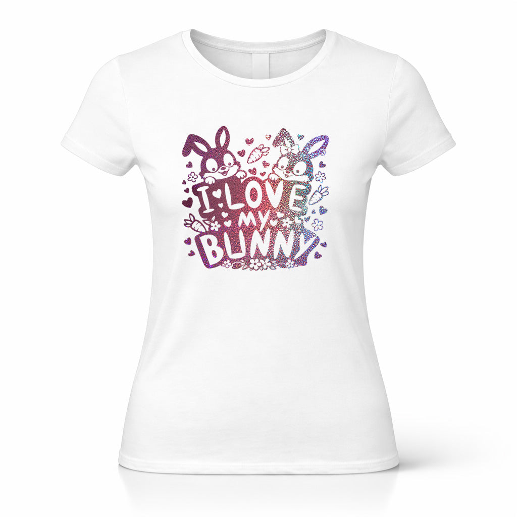 Damen T-Shirt "I Love my Bunny" süßes Hasen Motiv mit Glitzer